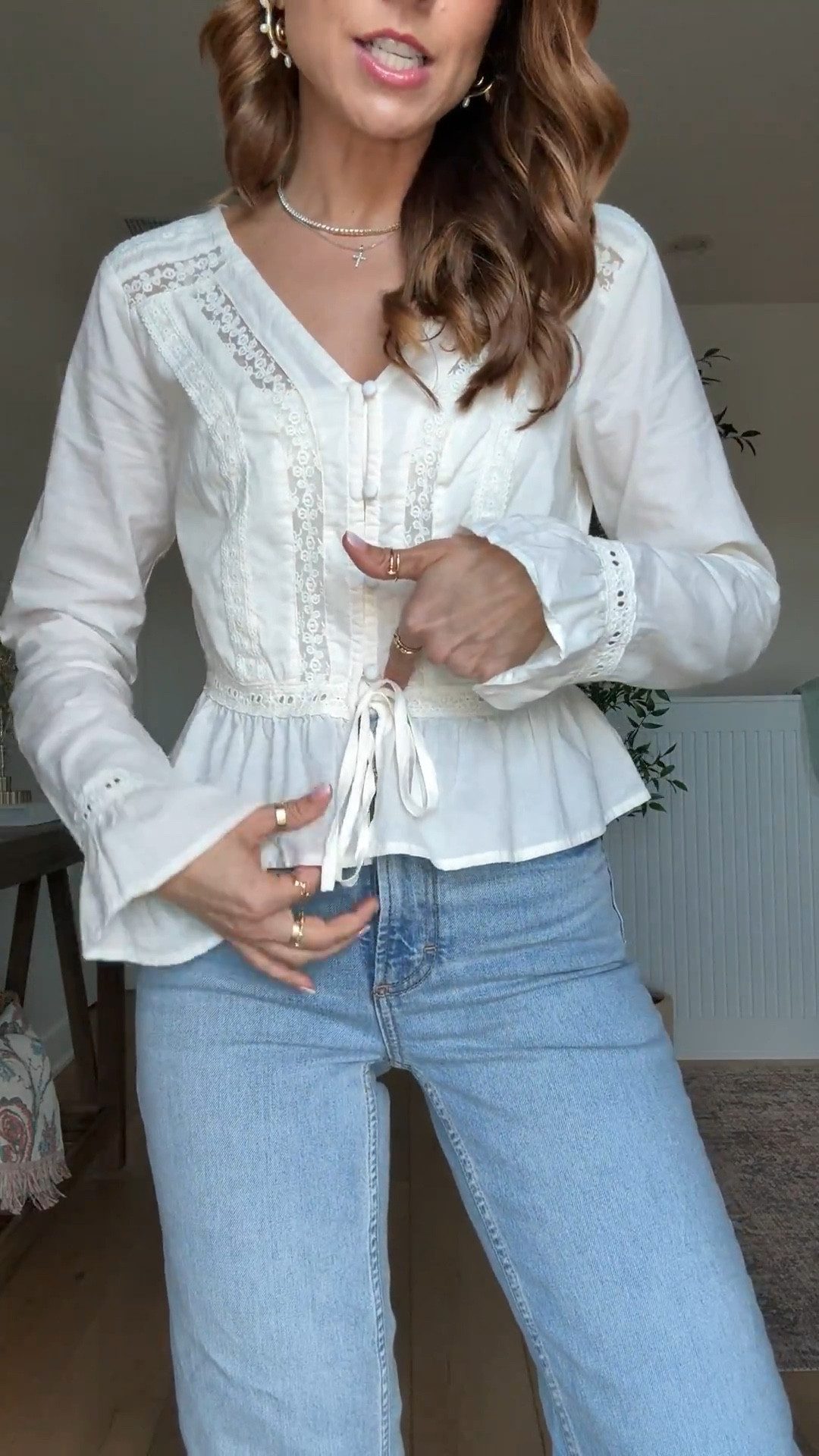 FP-inspired top from Target! New Target spring top in XS. Boho top. Spring outfit. Casual outfit. Target high rise straight jeans in 00 short. Sparkly ballet flats are TTS. 

#LTKgrwm #LTKSeasonal #LTKootd