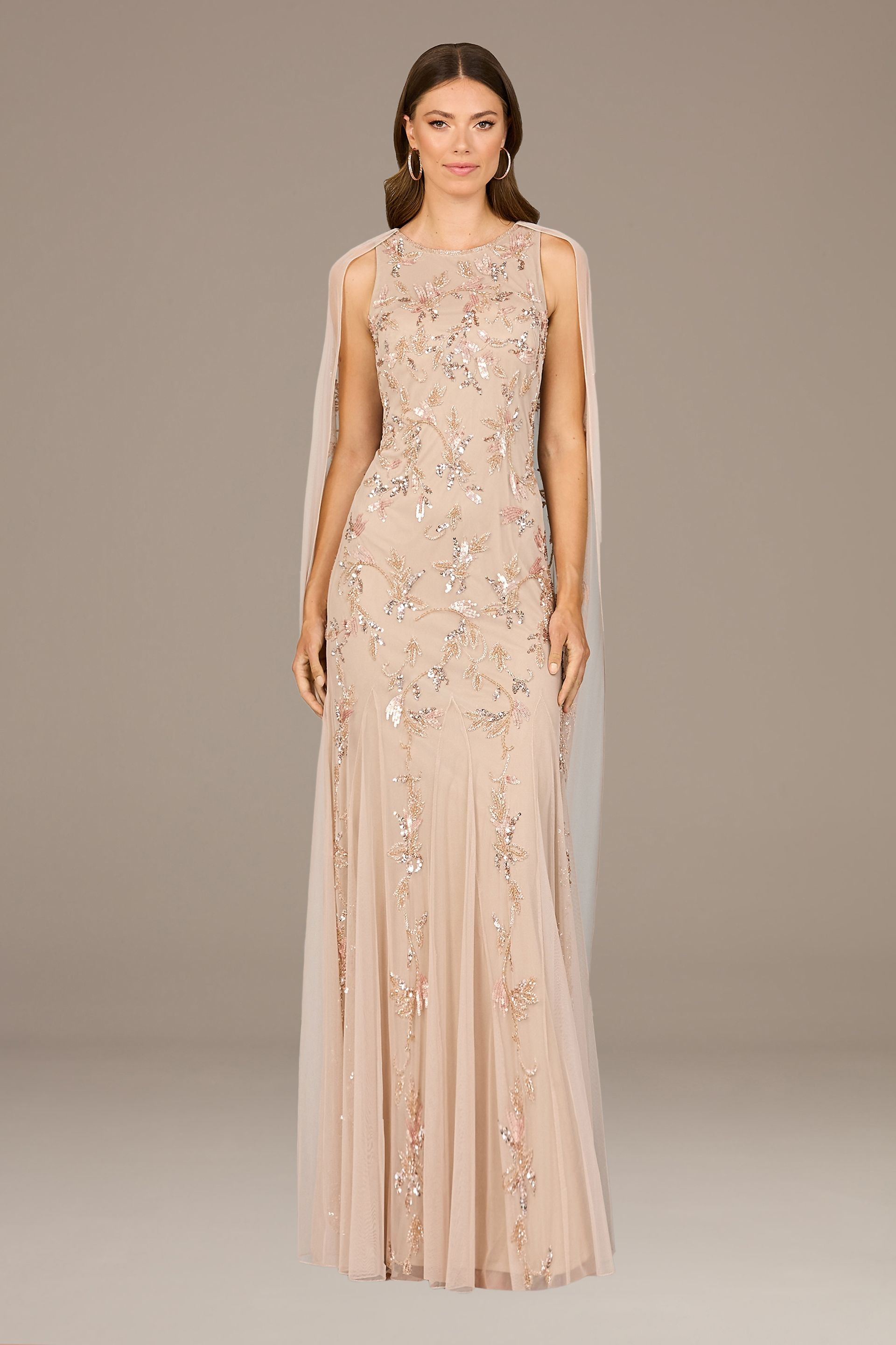 Lara Beaded High Neck Mermaid Dress with Cape | David's Bridal