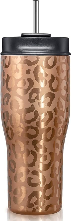 Amazon.com | CIVAGO 30 oz Insulated Tumbler with Straw and Lid, Stainless Steel Travel Coffee Mug... | Amazon (US)