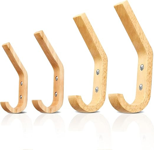 4 PCS Wood Coat Hook Wall Mounted Vintage Single Hook Hat Rack Towel Hanger Wood Wall Hooks Wall ... | Amazon (US)