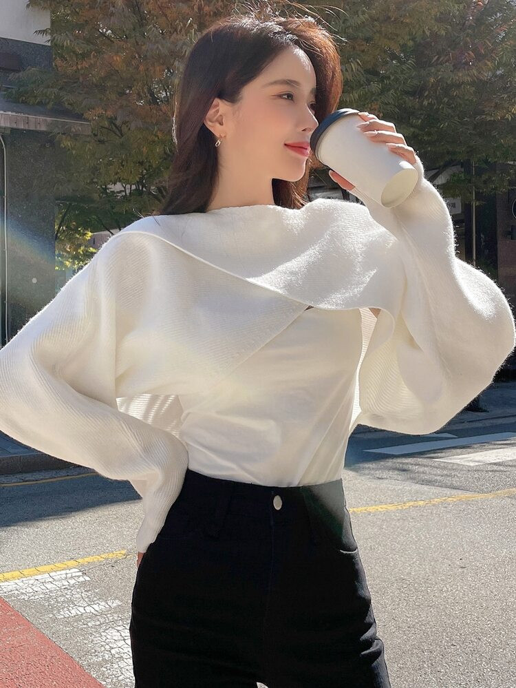 DAZY Solid Criss Cross Crop Sweater | SHEIN