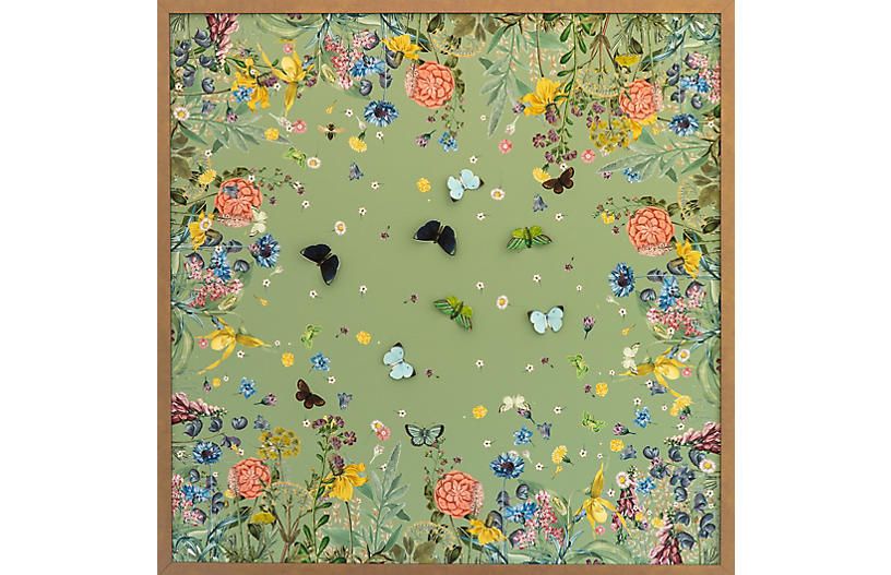 Dawn Wolfe, Green Scarf w/ Butterflies | One Kings Lane