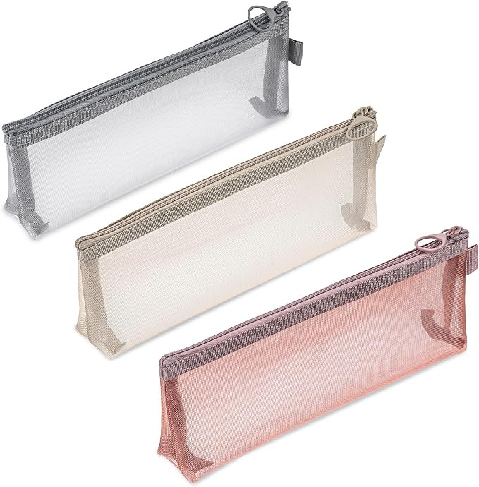 3 Pcs Mesh Makeup Brush Bag, Nylon Mesh Zipper Pouch Bags Portable Mesh Zipper Pouch Bags Mesh Ma... | Amazon (US)