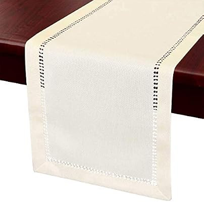 Grelucgo Small Short Handcrafted Solid Color Dining Table Runner, Dresser Scarf, Double-Hemstitch... | Amazon (US)