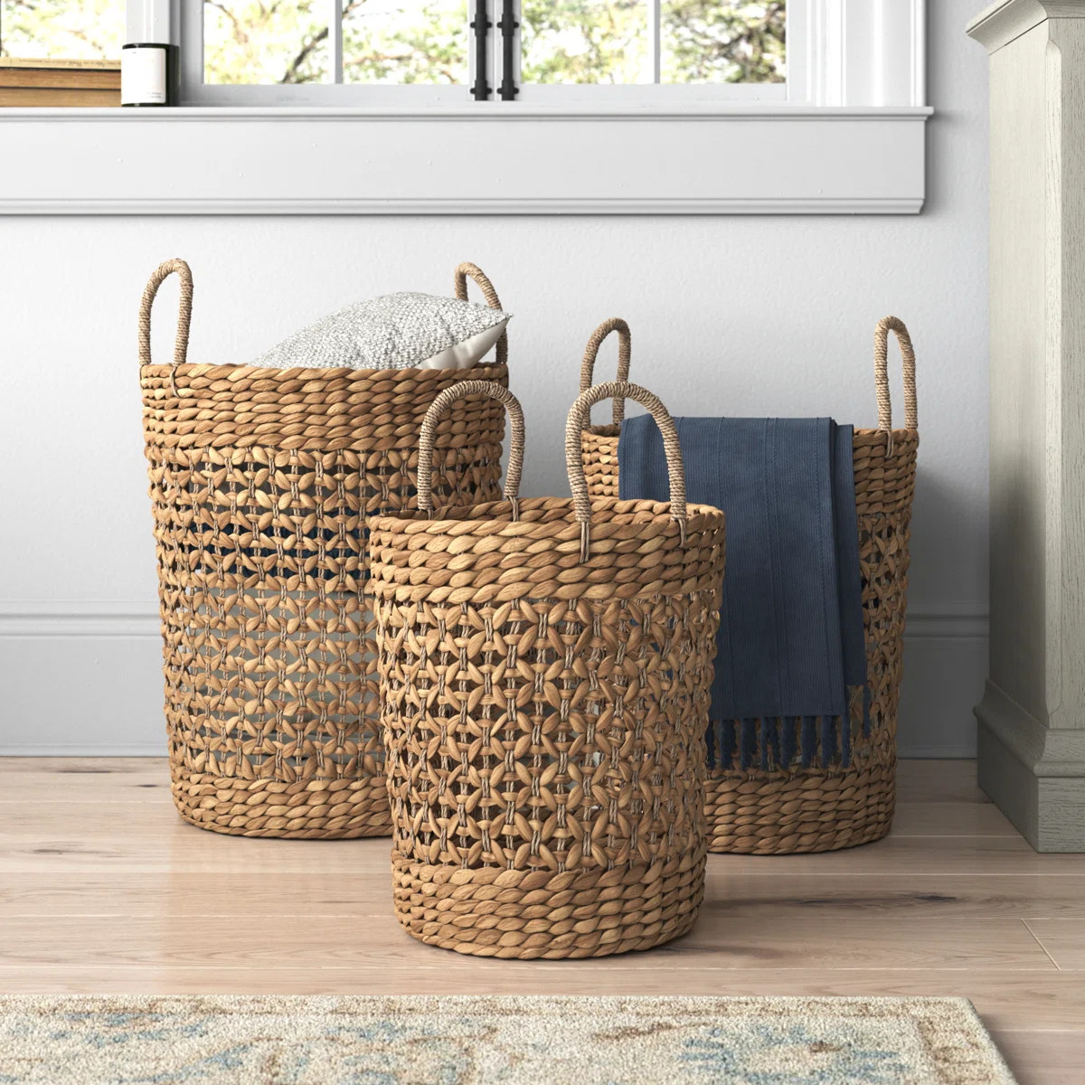 Seagrass Handmade Woven Decorative and Functional Storage Basket with Handles | Wayfair North America