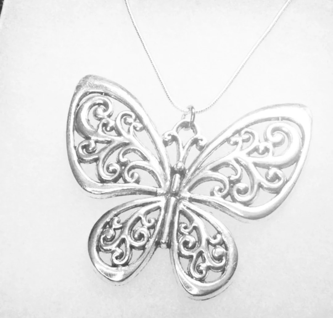 Butterfly Necklace, Silver Butterfly Necklaces, Butterfly Charm Necklace, Butterfly Lover Necklac... | Etsy (US)
