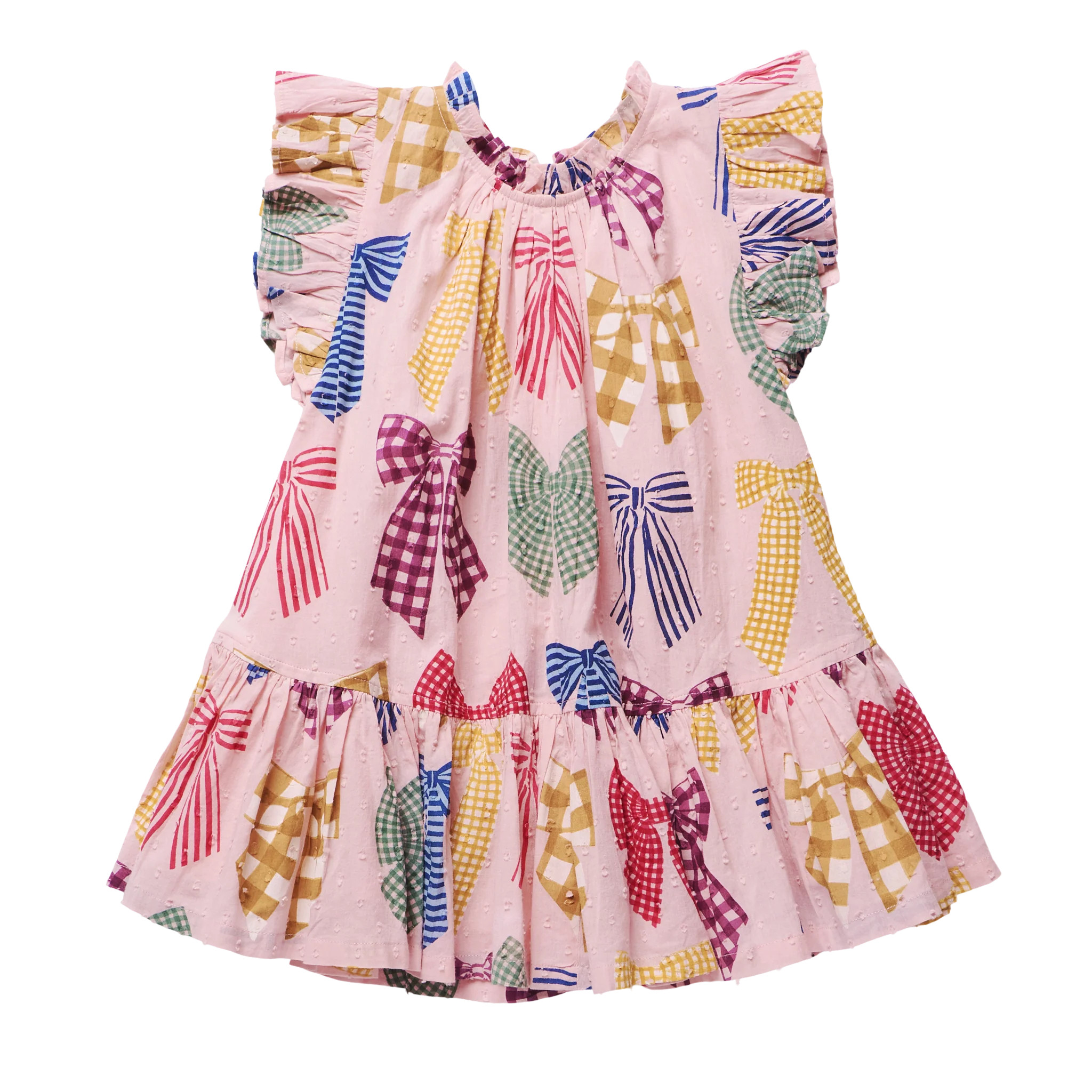 Girls Harper Dress - Patterned Bows | Pink Chicken