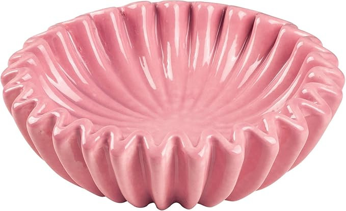 Small Ceramic Bowl Pink Decorative Bowl, Modern Home Decor Centerpiece 6 Inches Key Jewelry Ruffl... | Amazon (US)