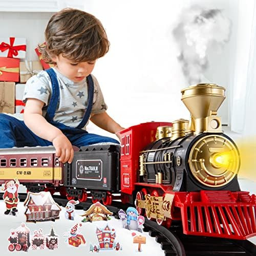 Amazon.com: TEMI Juego de tren con motor de locomotora de vapor, coche de carga y pista larga par... | Amazon (US)
