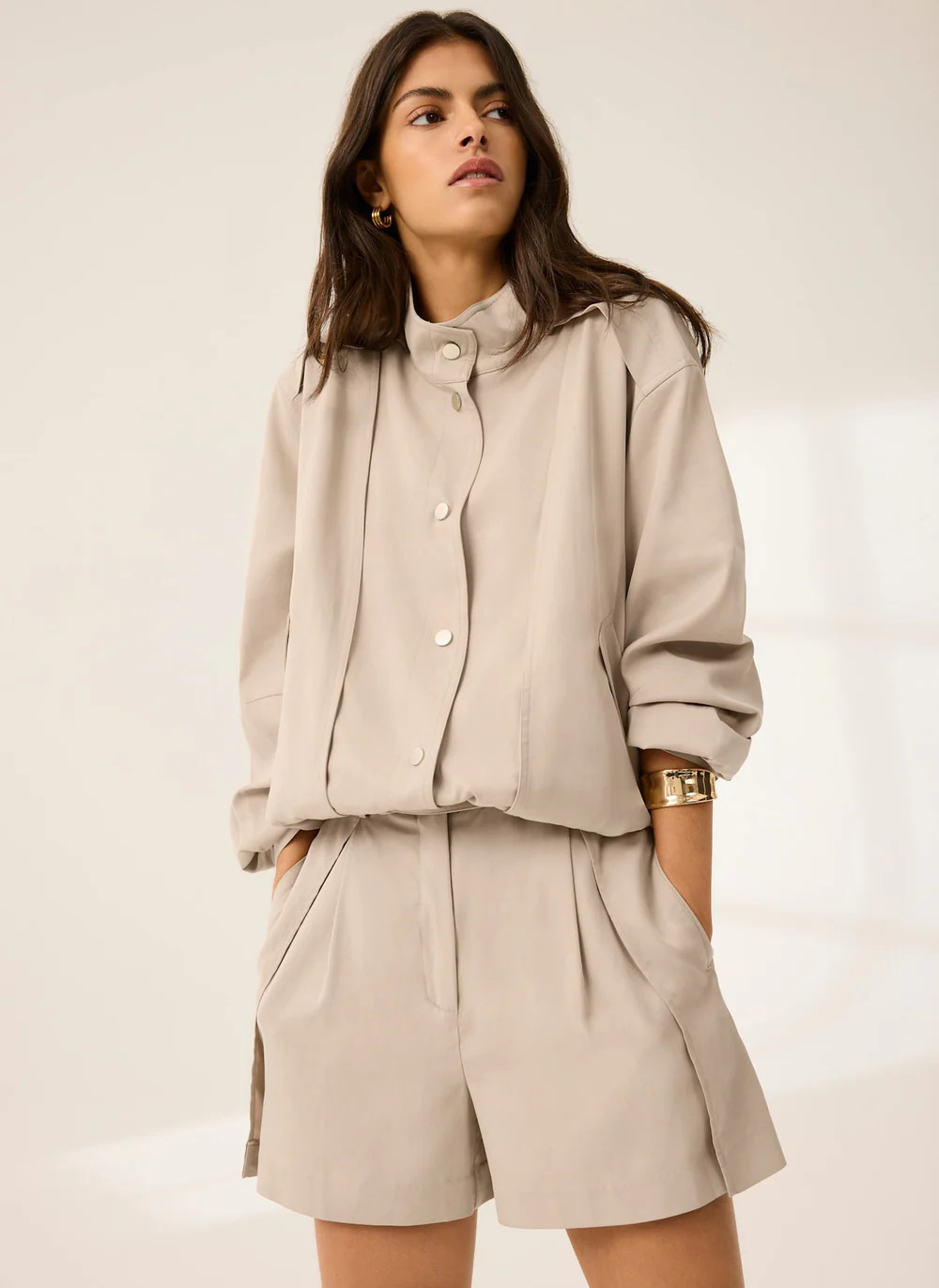 Neutral Bomber Jacket | Mint Velvet