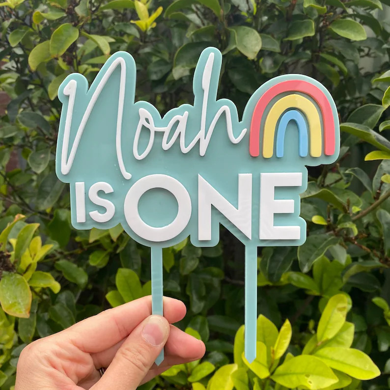 One Year Old Cake Topper  First Birthday  Rainbow Cake | Etsy | Etsy (US)