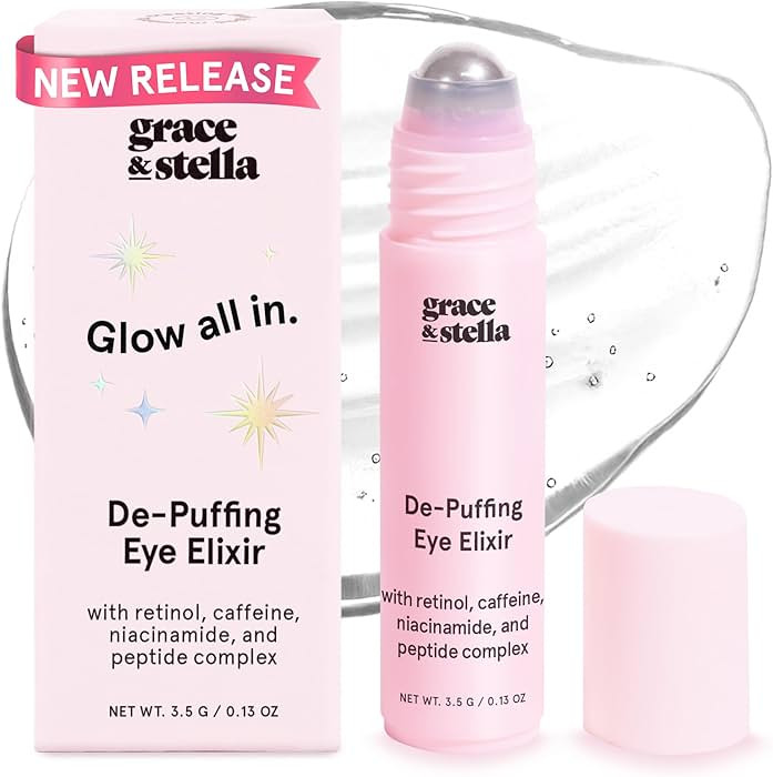grace & stella Under Eye Brightener Roller - Travel Essentials - Retinol & Caffeine Eye Serum for... | Amazon (US)