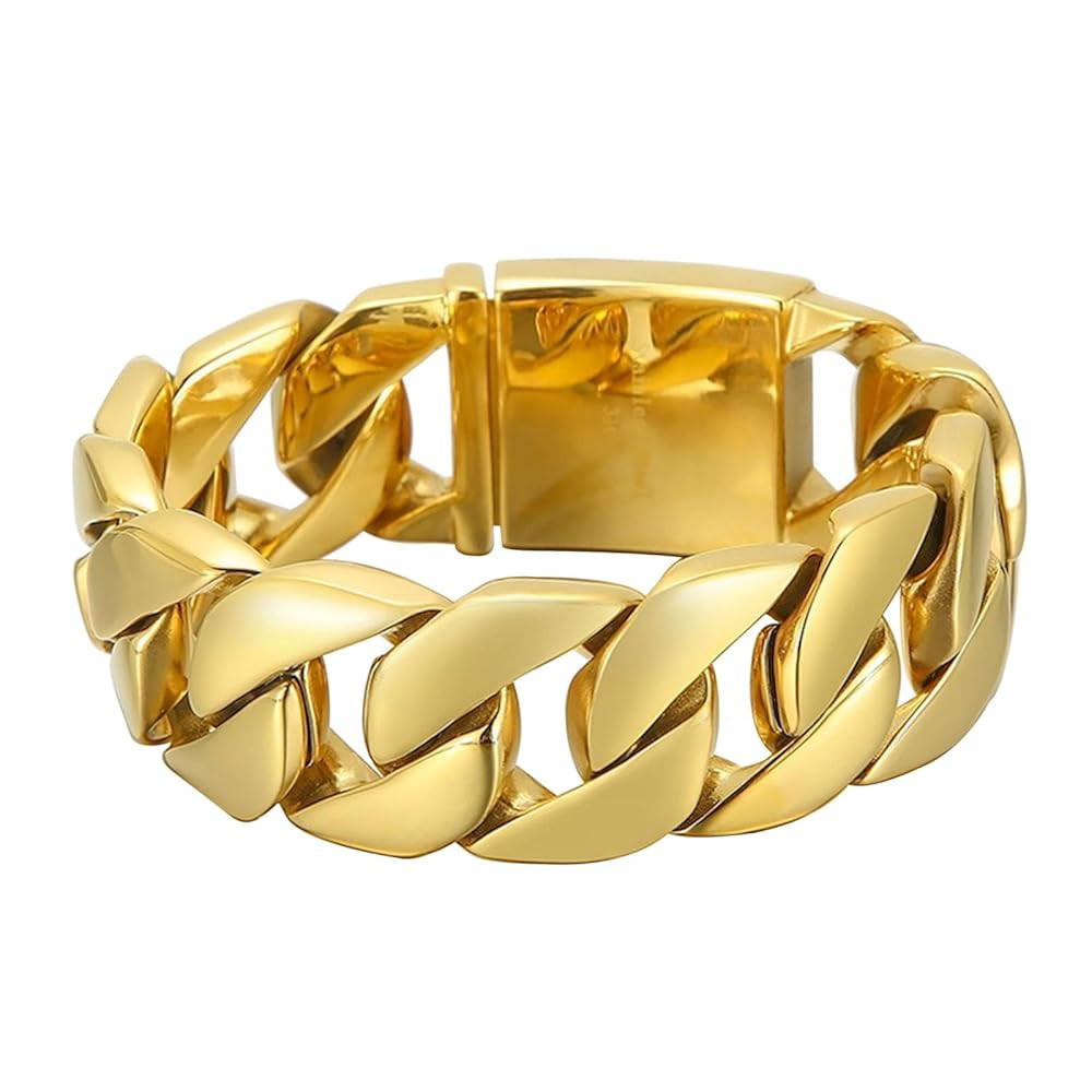 SDA 32mm Wide Chunky Gold Chain Necklace - Heavy and Waterproof 316L Surgical Steel with 18K Gold... | Amazon (US)