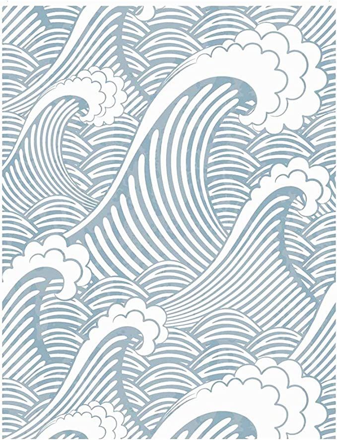 Blooming Wall PS030 Peel&Stick Removable Seamless Blue White Waves Spray Self-Adhesive Prepasted ... | Amazon (US)