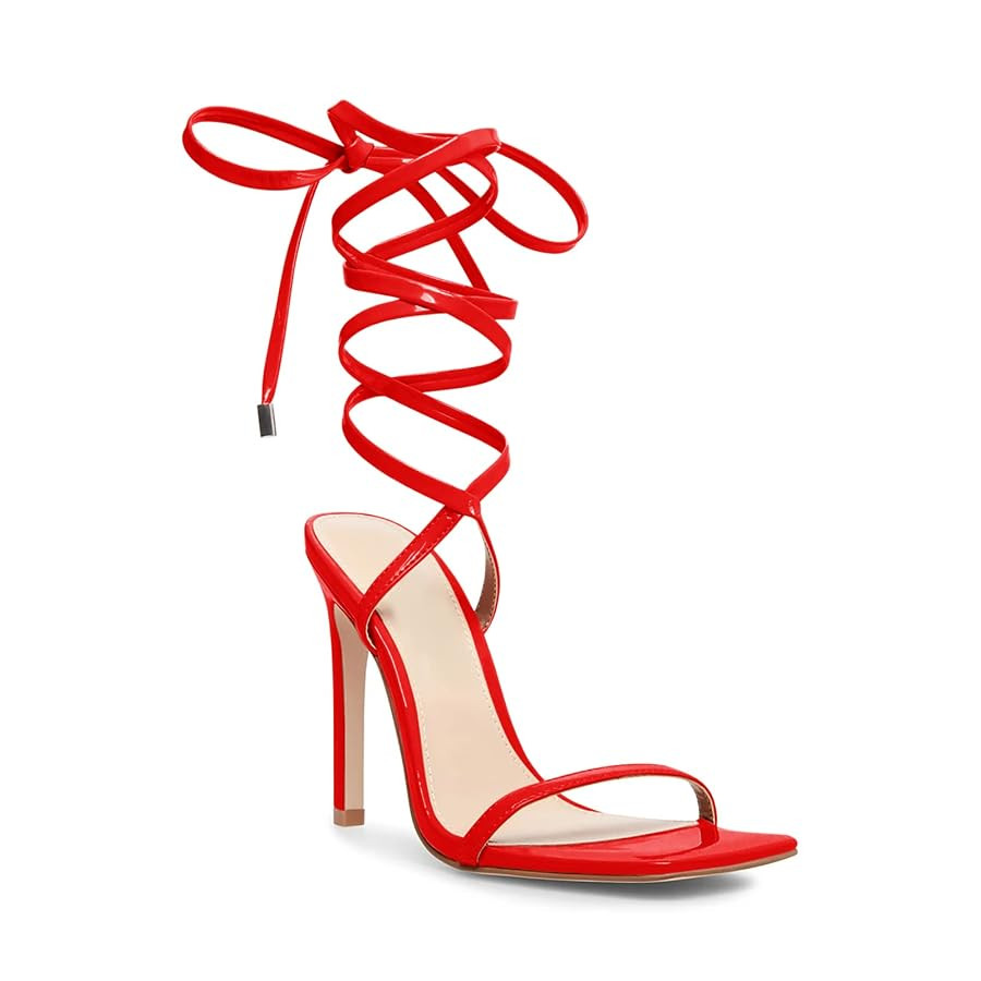Ermonn Womens Strappy Lace Up Square Open Toe Stiletto Heeled Sandals High HeeIs Criss-Cross Summ... | Amazon (US)