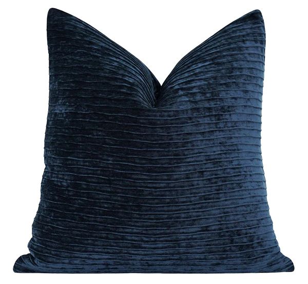 Santee Caspian Blue Textured Velvet Pillow | Land of Pillows
