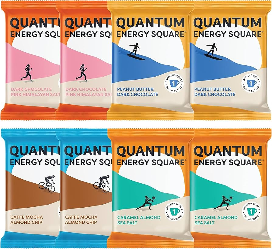 Quantum Energy Square: Caffeinated Energy Bar, 10g Plant-Based Protein, Vegan, Gluten Free. Delic... | Amazon (US)