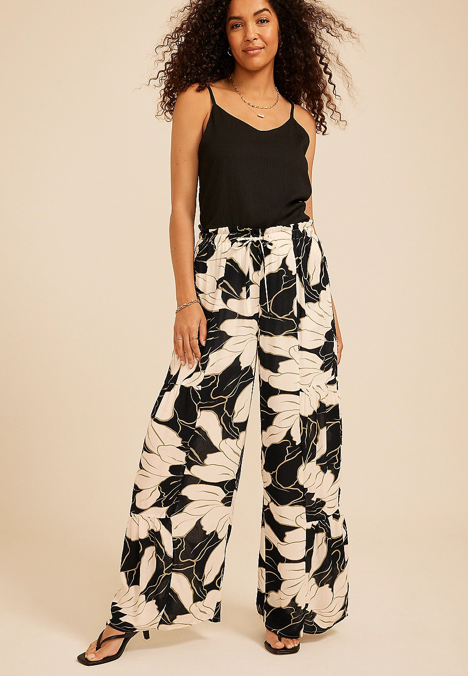 Floral Print Palazzo High Rise Pant | Maurices