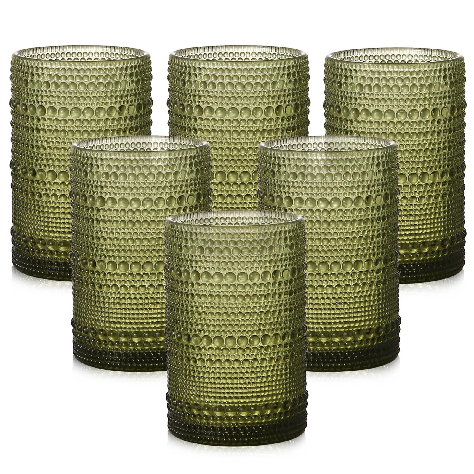 ZMOWIPDL Vintage Glassware Drinking Glasses Set of 6,15 oz Hobnail Glass Cups,Embossed Green Wate... | Amazon (CA)