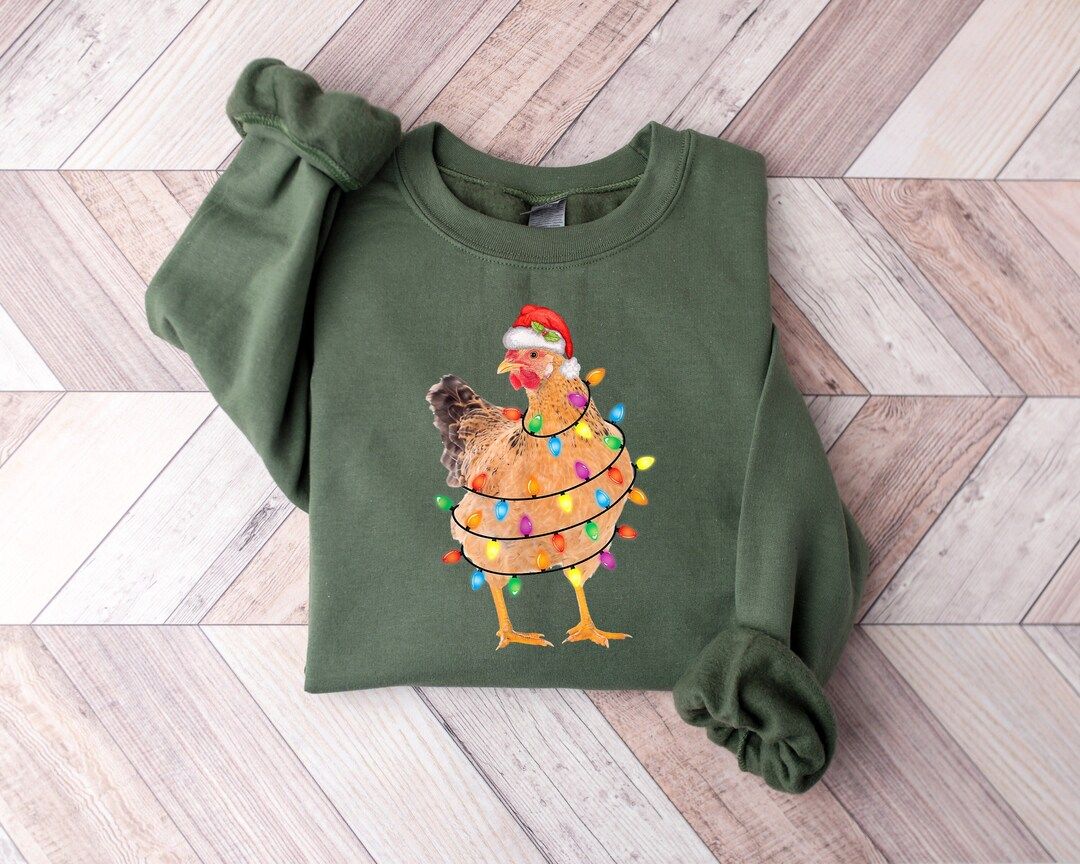 Christmas Chicken Sweatshirt, Funny Christmas T-shirt, Ugly Christmas Tee, Chicken Lover Gift, Xm... | Etsy (US)