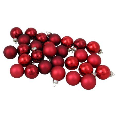 28-Piece Red Collection Glass Ball Christmas Ornament Set 1" (30 mm) | Walmart (US)