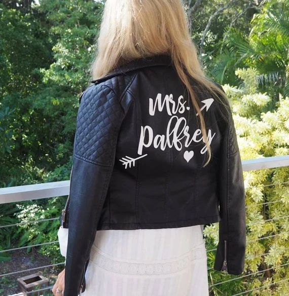 Custom Mrs. Leather Jacket Iron on Heat Transfer Mrs. Jacket - Etsy | Etsy (US)