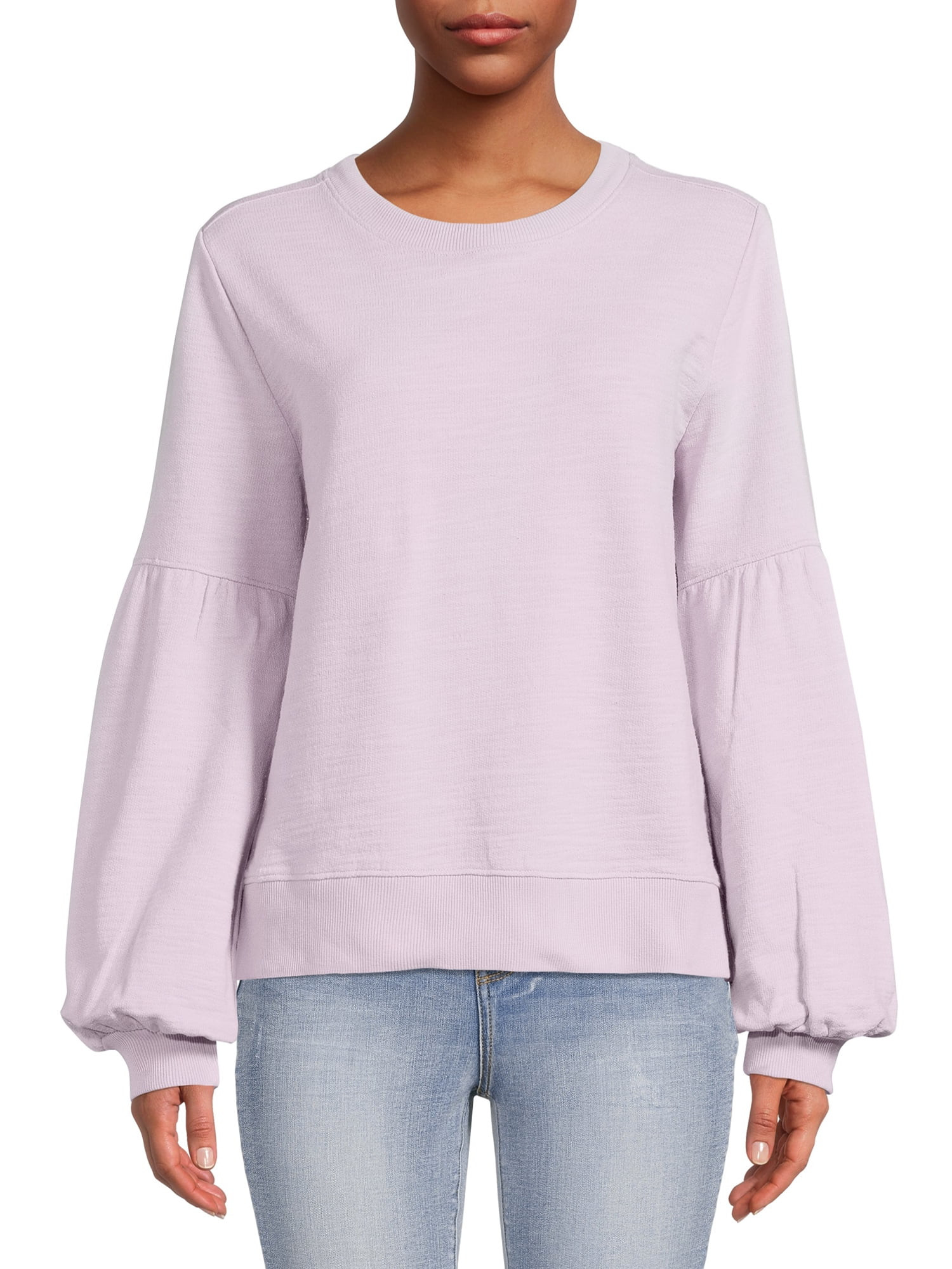 Time and Tru Women's Blouson Sleeve Sweatshirt | Walmart (US)