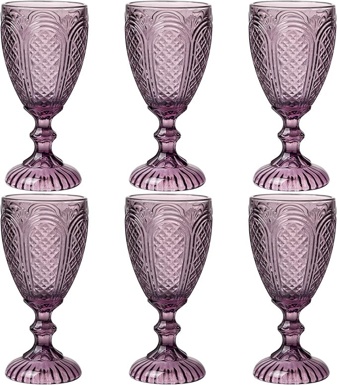 Chaos Coordinator Purple Wine Glasses set of 6,colored wine glasses, vintage colored glassware, c... | Amazon (US)
