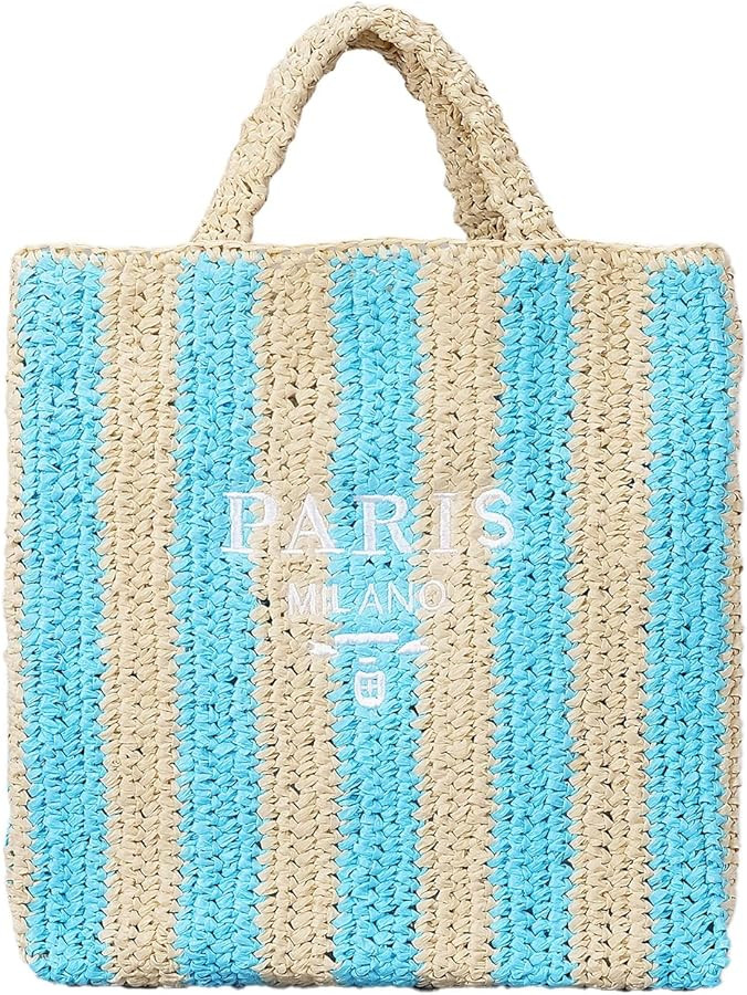 Straw Beach Bag for Women Summer Woven Tote Bag Packable Straw Purses and Handbags for Vacation H... | Amazon (US)