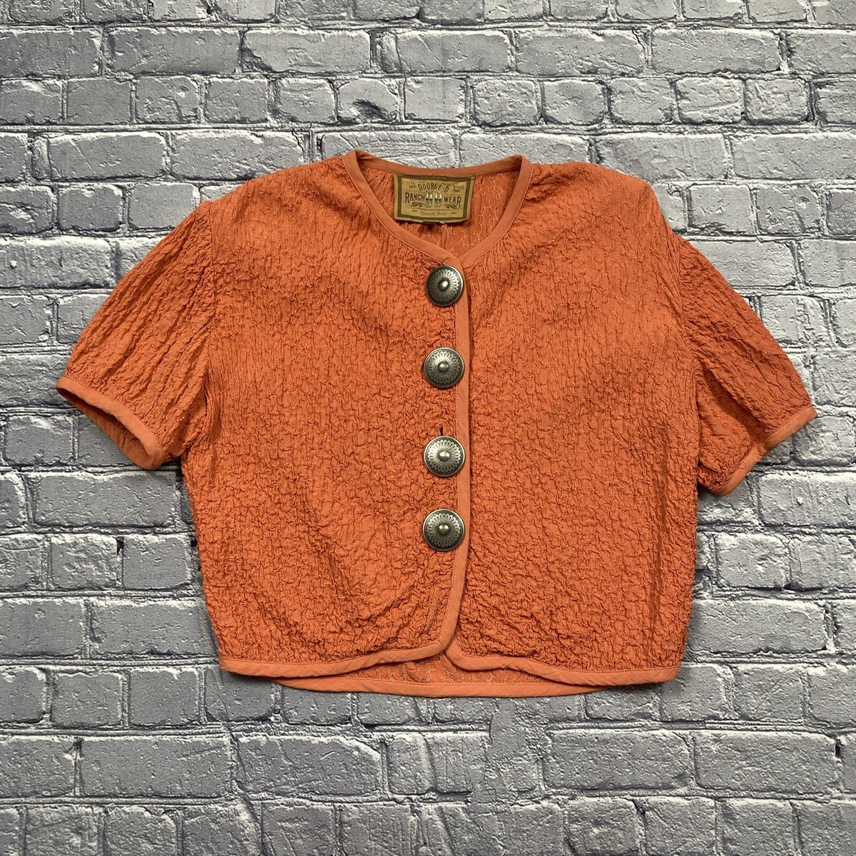 Double D Ranch Wear Blouse Womens S Orange Concho Cardigan Western Cowgirl Rodeo | eBay US