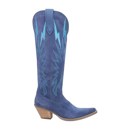 Dingo Womens Thunder Road Stacked Heel Cowboy Boots, 8 1/2 Medium, Blue | JCPenney
