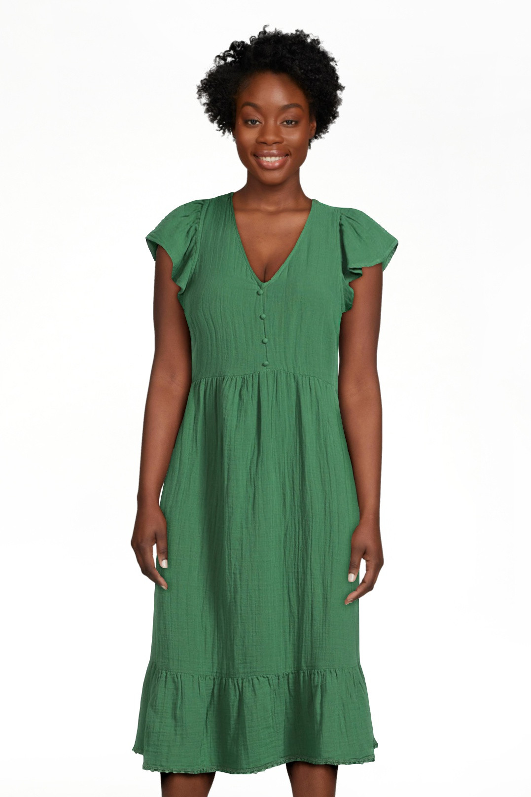 Time and Tru Women's Flutter Sleeve Midi Dress, Sizes XS-XXXL | Walmart (US)