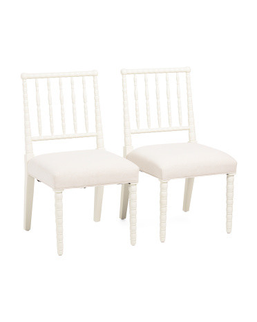 Set Of 2 21x35 Wooden Spindle Dining Chairs | Polyester | Marshalls