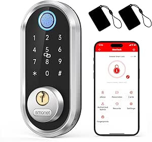 Smart Deadbolt, SMONET Fingerprint Electronic Deadbolt Door Lock with Keypad-Bluetooth Keyless En... | Amazon (US)