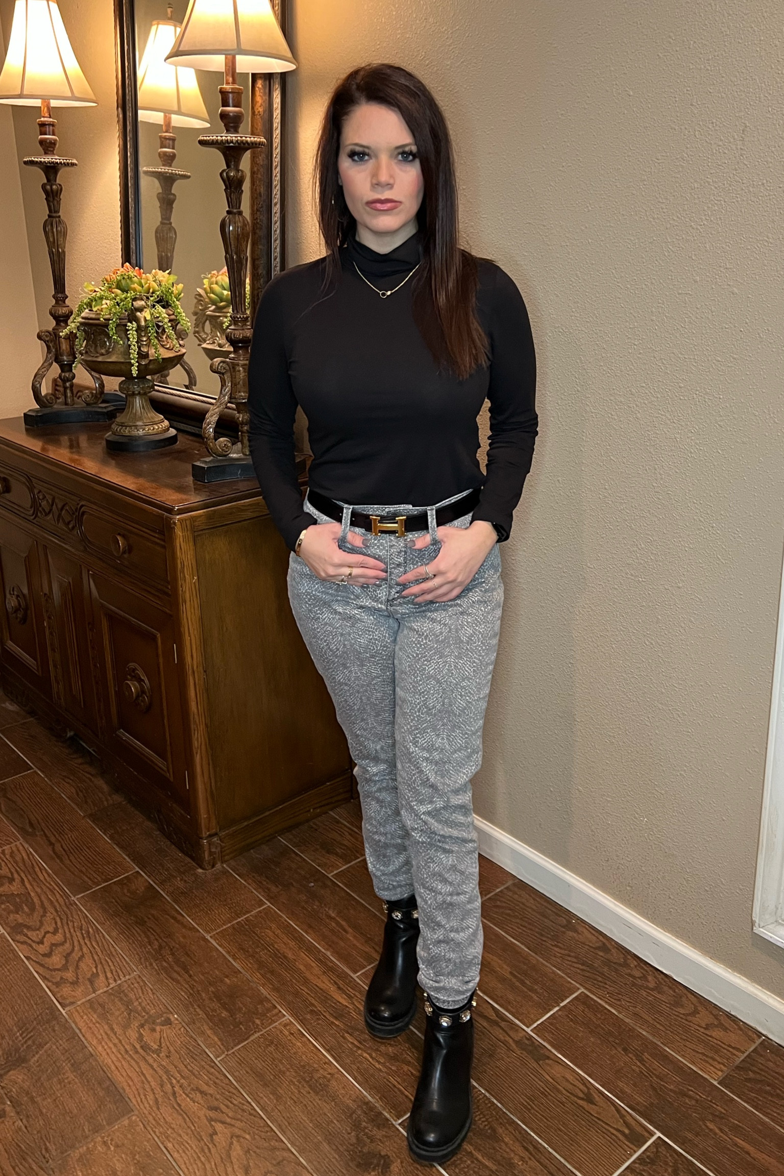 Elevate your outfit with a good black and gray combo! Very Simple and effective styling! 

Fashion style / ootd, Pinterest fashion / effortless chic, photoshoot ideas /brunette girl /gray jeans /black boots/ fashionably /Pinterest girl / content creator / lifestyle creator /  southern girl / content ideas /reels ideas /edgey fashion /Amazon fashion/ black boots / turtleneck/ work wear / date night / black and gray

#LTKstyletip #LTKfit #LTKunder50