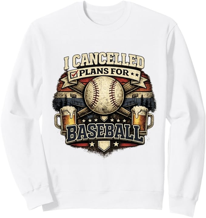 I Cancelled Plans For Baseball Vintage Retro Graphic Sweatshirt | Amazon (US)