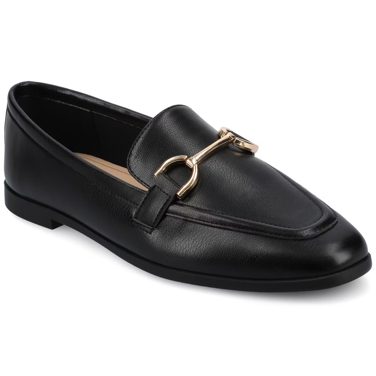 Journee Collection Women's Mizza Loafer Slip On Square Toe Flats Black 10 | Target