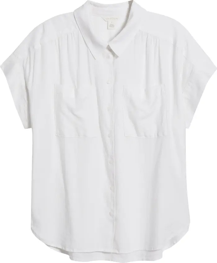 Linen Blend Short Sleeve Button-Up Shirt | Nordstrom