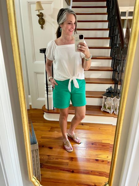 Nothing says summer like seersucker! Love this white seersucker blouse with tie waist from Loft. 7 inch shorts from J Crew are summer ready in this fun green color. 
Top: size medium
Shorts: size 8

#theloft #loft #jcrew #greenshorts #whitetops #shorts #walkingshort #over40 #over50 #casualsummer #summeroutfit  #amazonfashion 

#LTKFind #LTKstyletip #LTKsalealert