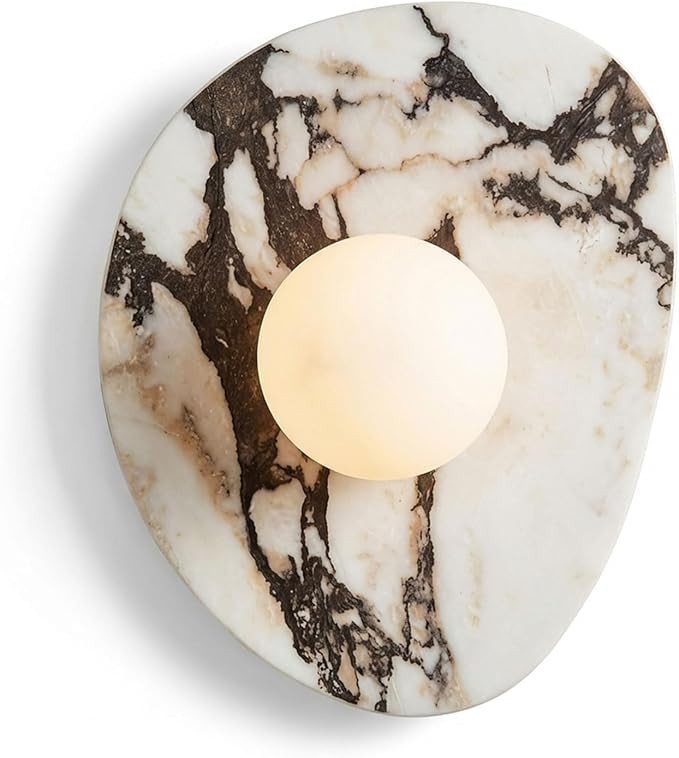 Bedside Stone Wall Sconces, Modern Wall Lamp Fixtures with Alabaster Glass Lampshade, Vanity Ligh... | Amazon (US)