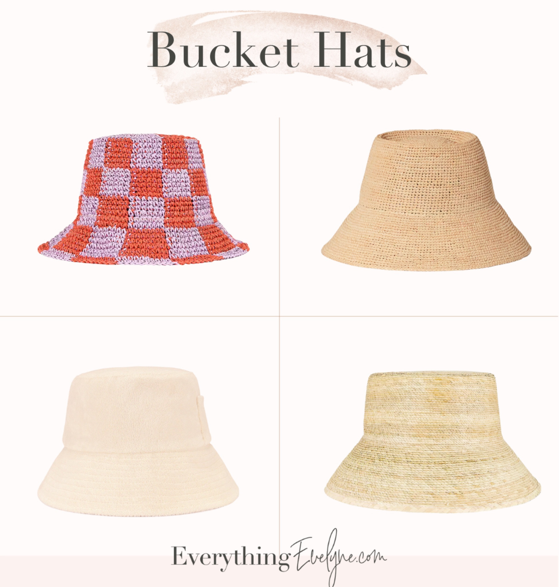 8 Other Reasons Crochet Checkered Bucket Hat in Beige