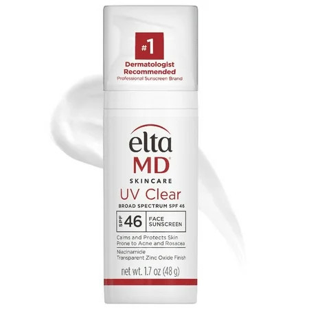 EltaMD UV Clear Face Sunscreen SPF 46, Oil Free Sunscreen for Face with Zinc Oxide, Dermatologist Recommended Lotion,1.7 oz Pump | Walmart (US)