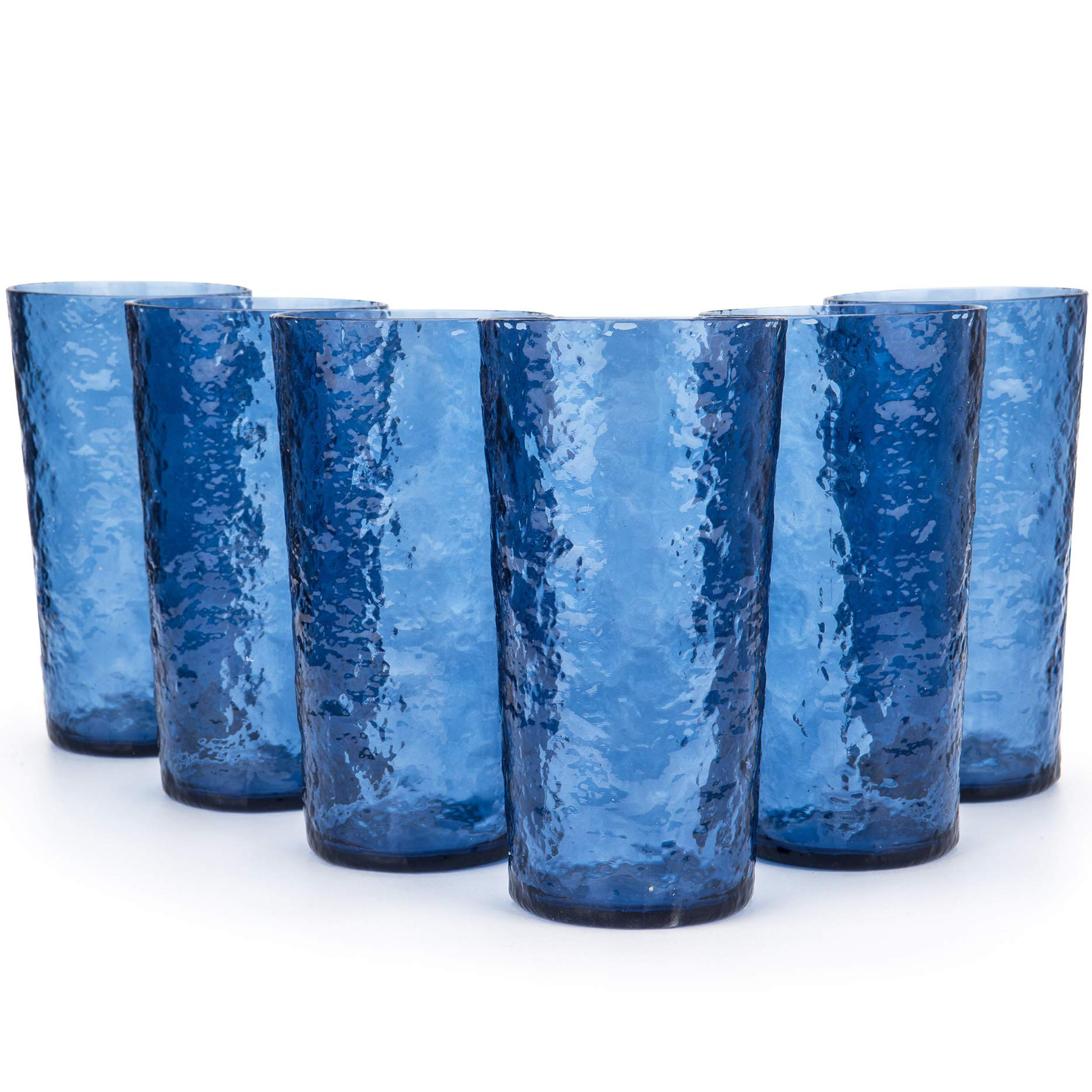 KX-WARE 18-ounce Acrylic Highball Glasses Plastic Tumbler, set of 6 Blue | Amazon (US)