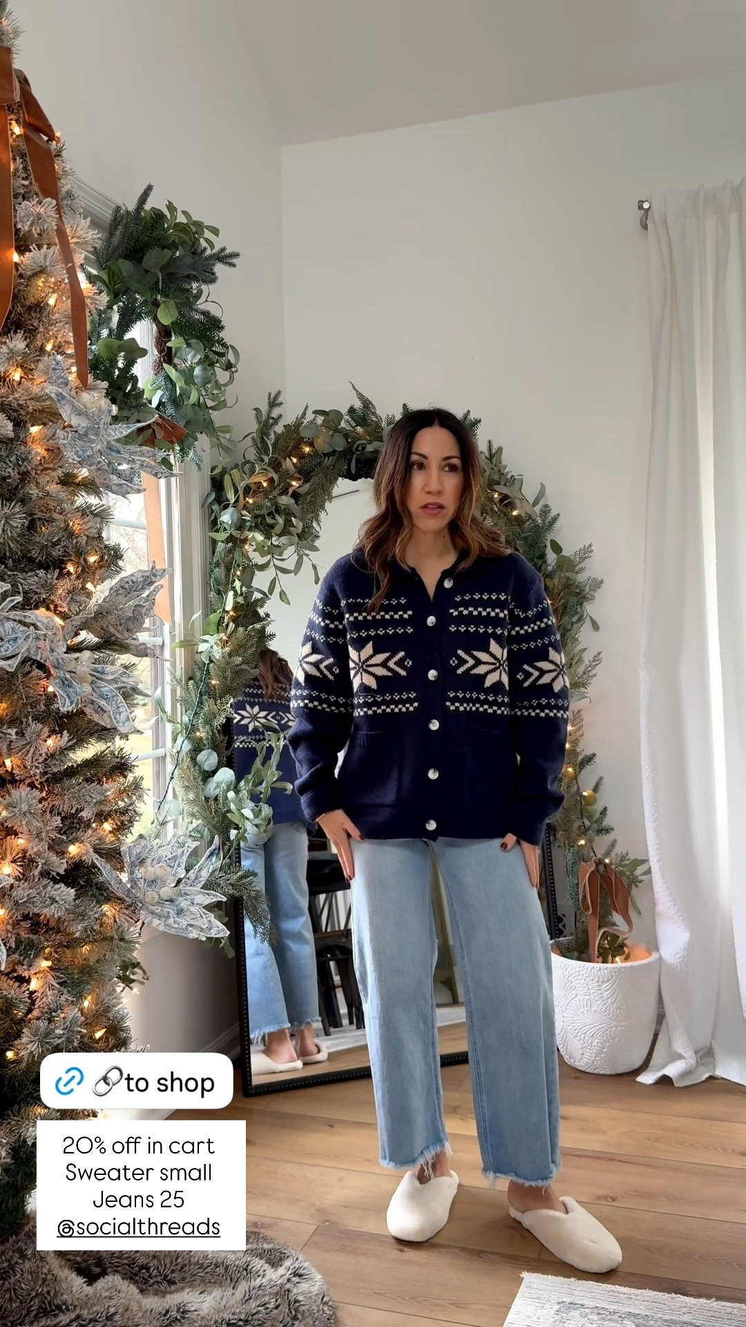 Small cardigan, 25 jeans, shoes, TTS. Fair isle sweater.

#LTKFindsUnder100 #LTKSaleAlert #LTKHoliday