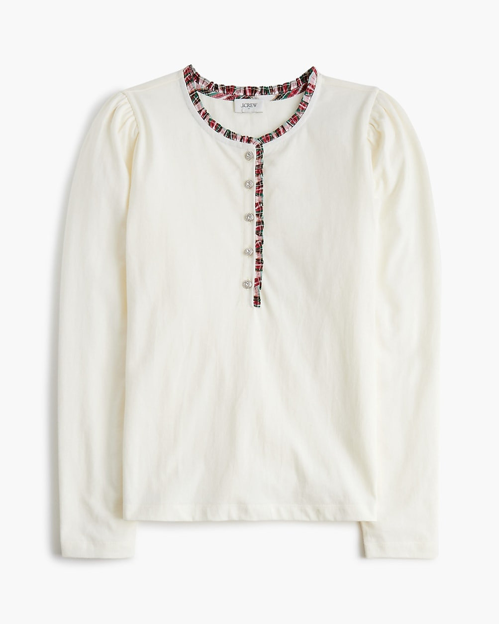 Long-sleeve tartan and jewels henley | J.Crew Factory