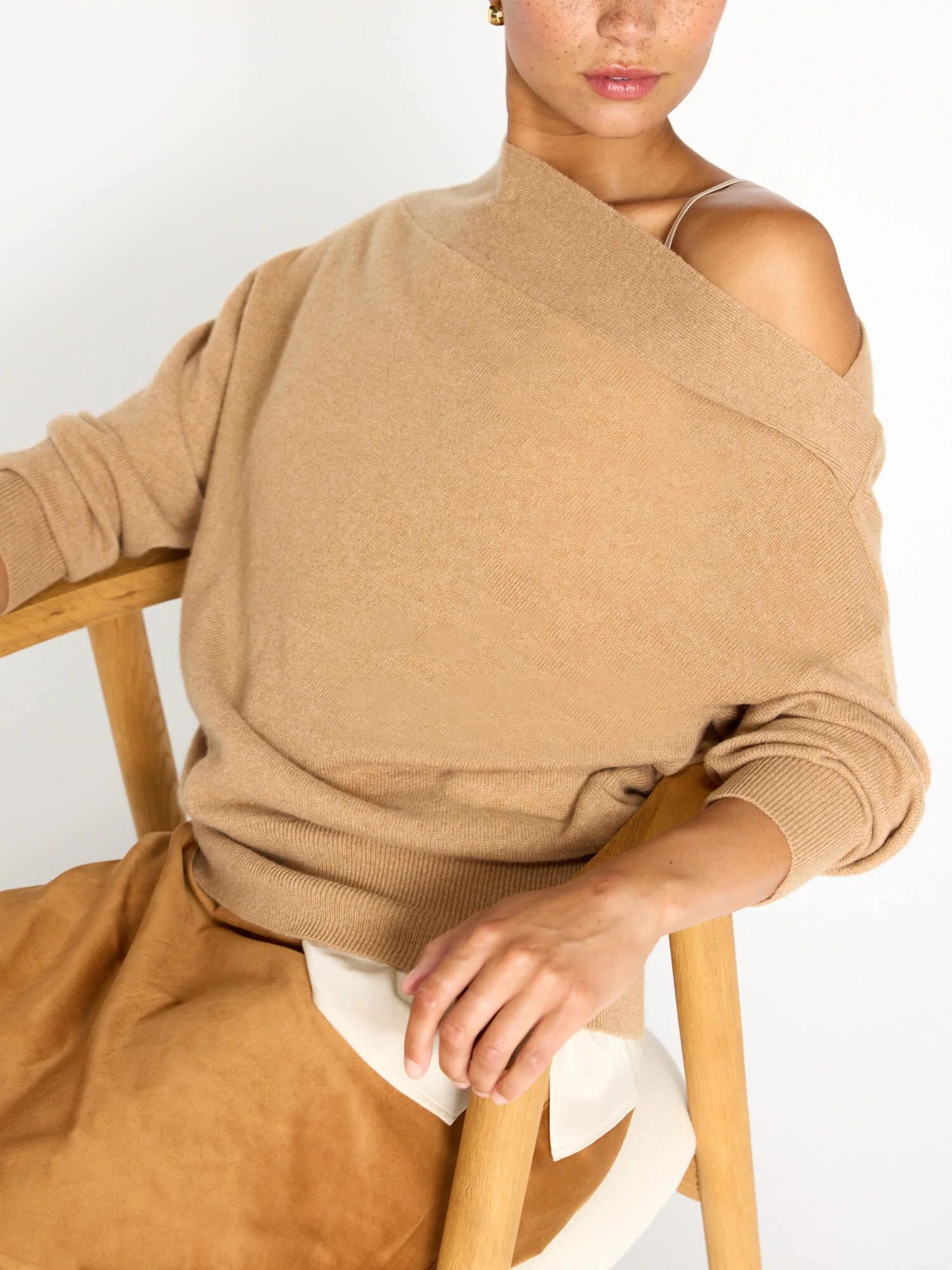 Brochu Walker | Women's Dunne Cashmere Pullover In Camel Melange | Brochu Walker