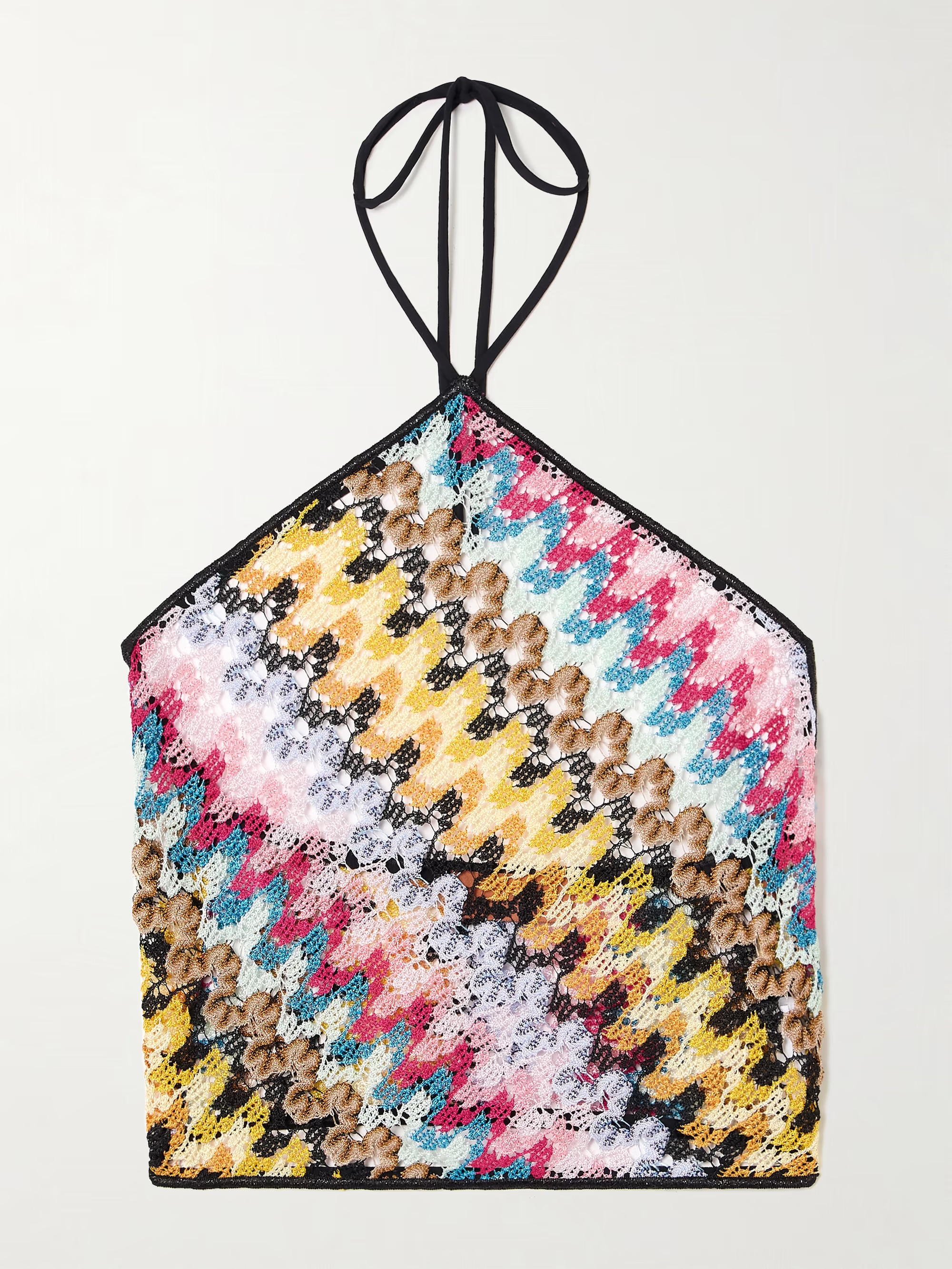 Cropped metallic crochet-knit halterneck top | NET-A-PORTER APAC