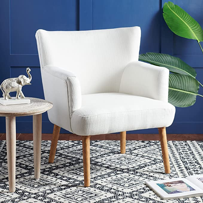Safavieh Home Collection Delfino White/Natural Accent Chair ACH4009B | Amazon (US)