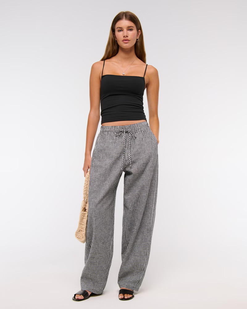 Women's Linen-Blend Barrel Pull-On Pant | Women's Clearance | Abercrombie.com | Abercrombie & Fitch (US)