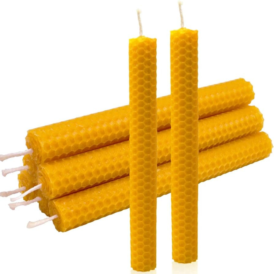 DEYBBY Handmade Beeswax Taper Candles, Dripless Wax Candles, Hand-Rolled Honeycomb Candles for Di... | Amazon (US)
